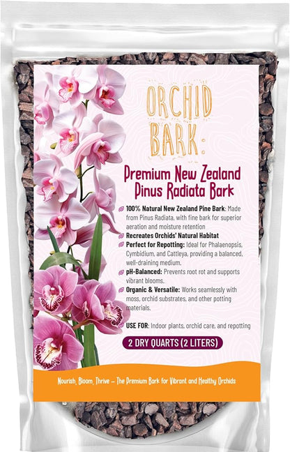 Premium Orchid Bark for Potting Mix – Ready-to-Use Pine Bark for Indoor Plants, Orchid Repotting & Soil Mix Creation, Ideal Orchid Medium (2 quarts)