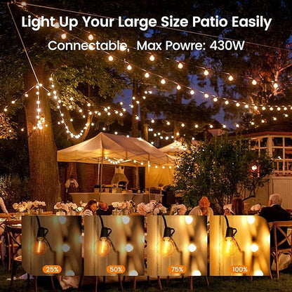 OHLUX Outdoor String Lights, 180FT G40 Globe LED Patio Lights with 82 Dimmable Plastic Bulbs 2 Spare, 2200K Waterproof Connectable Hanging Lights for Backyard Porch Cafe Party Decor, E12 Socket