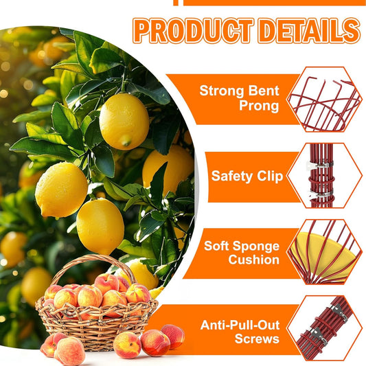 26FT Reach Fruit Picker Pole with Basket Telescoping, Apple Picker with 5-20FT Telescoping Pole for Apple Orange Lemon Mango Avocado Guava Fruit Picking