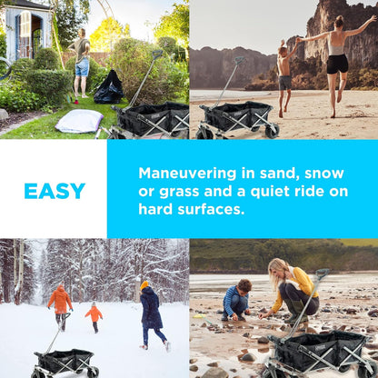Creative Outdoor Push Pull Stroller Wagon, Beach Hauler XXL with Canopy, Collapsible and Portable Heavy Duty Folding Cart, Supports up to 200lbs Weight Capacity, Giant 10" Wheels