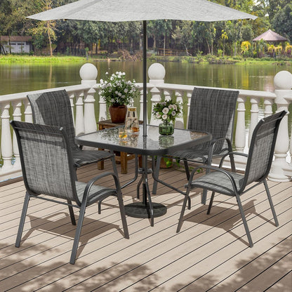 UDPATIO Patio Chairs Set of 4, Stackable Outdoor Dining Chairs with High Back, Breathable Textilene Fabric Outdoor Chair All Weather, 350LBS Capacity for Garden, Backyard (Dark Grey)