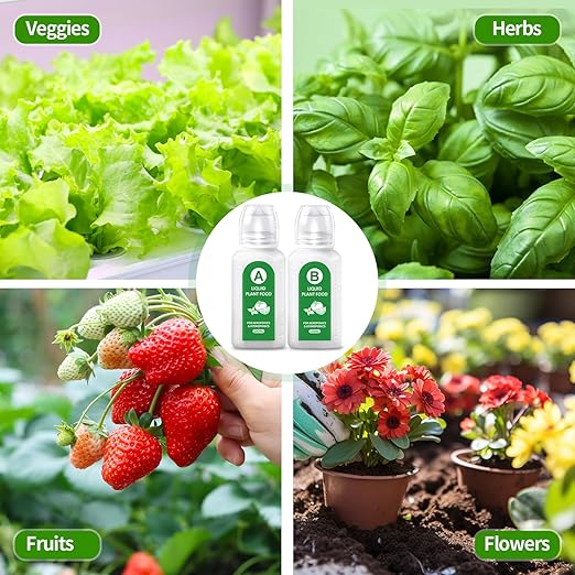 Hydroponics Nutrients(800ml in Total), All Purpose Plant Food A&B Hydroponics Supplies, Indoor Plant Fertilizer for Hydroponics Growing System, Hydroponic Solution for Herbs Vegetables