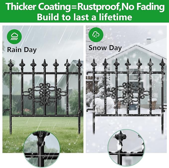 AMAGABELI GARDEN & HOME 5panels Decorative Garden Fences and Borders for Dogs 26in(H)×10ft(L) No Dig Metal Fence Panel Garden Edging Border Fence for Animal Barrier Fencing for Flower Bed Yard Patio