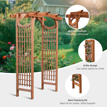 Solid Fir Wooden Garden Arch Premium Outdoor Trellis for Climbing Plants, 83.12”H×59”W×29.75’’D, Also can be Used for Wedding and Party Decoration