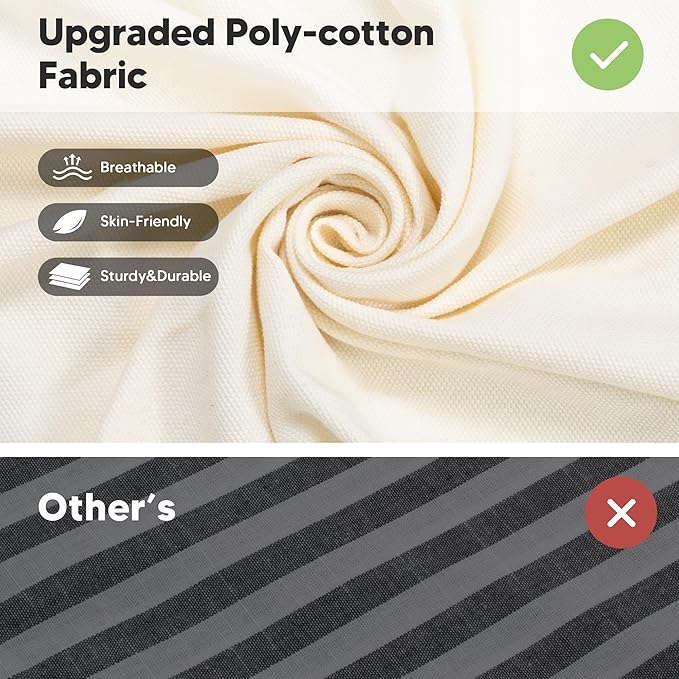 SUNCREAT Portable Camping Hammock for Outside, Heavy Duty 2 Person Hammock Bed for Tree, Beige with Tassels