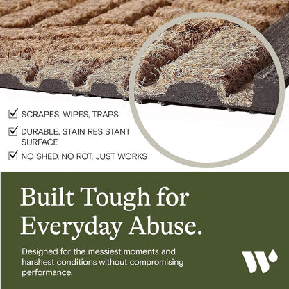 WaterHog Indoor/Outdoor Use Door Mat, 3' x 5', Made in USA, Welcome Mat for Front Door, Durable, Water-Trapping Floor Rug, Decorative, Skid-Resistant Entryway, Boxwood Collection, Khaki/Camel