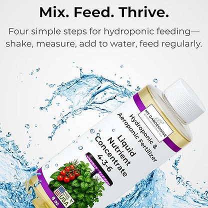 Liquid Plant Food – Hydroponics Nutrients for Indoor House Plants, Tomato, Strawberry, Lucky Bamboo, Lettuce, Vegetable Garden & Herbs – Aero Nutrients Liquid Fertilizer for All Growing Systems (32oz)