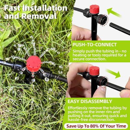 82FT Drip Irrigation System, 2025 Quick Connector Garden Irrigation System, Adjustable Nozzle, Garden Watering System with 1/4 '' Pipe, Garden, Vegetable, Greenhouse, Lawn Sprinkler