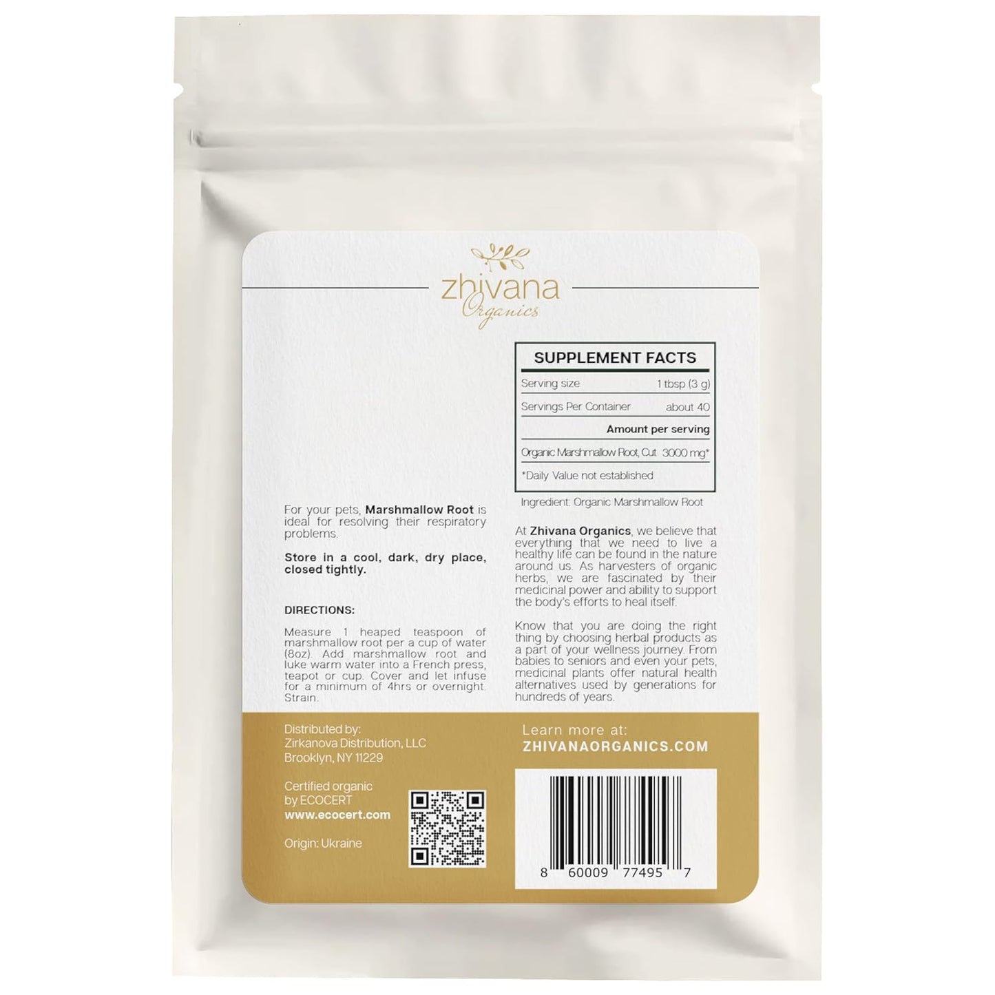 Marshmallow Root Tea (Althea Officinalis) – Organic Marshmallow Root – Throat Tea - Gut Lining, Digestion, Respiratory Health - Blood, Bones, Skin, Hair - Marshmellow Herb – 4 Ounces