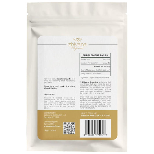 Marshmallow Root Tea (Althea Officinalis) – Organic Marshmallow Root – Throat Tea - Gut Lining, Digestion, Respiratory Health - Blood, Bones, Skin, Hair - Marshmellow Herb – 4 Ounces