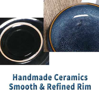 Oncpcare Lotus Bowl Planter – Ceramic Water Plant Pot Sacred Bonsai Bowl Lotus Flower, Shallow Glazed Vase for Lotus Seeds, Bonsai, Succulents, Hydroponic Plants (Blue)