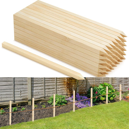 48 Pieces Wooden Garden Stakes 18 x 0.75 Inch Grade and Survey Stakes Wooden Garden and Sign Posts for Plant Support Silt Fence Yard Farm Survey Boundaries Baselines