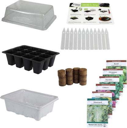 Culinary Indoor Herb Garden Starter Kit | Basic Herb Seeds | 6 Non-GMO Varieties | Grow Cooking Herbs & Spices | Seeds: Basil, Dill, Parsley, Chives, Mustard, Oregano