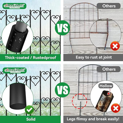 AMAGABELI GARDEN & HOME 5 Panel 27in(H)×9ft(L) Decorative Garden Fences and Borders for Dogs No Dig Rustproof Metal Fence Panels Garden Edging Animal Barrier Fencing for Flower Bed Yard Patio
