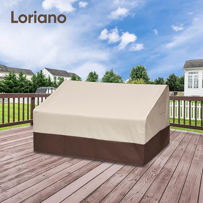 loriano 2-Seater Patio Sofa Cover, 100% Waterproof for Outdoor Loveseat Covers, 600D Oxford Fabric Heavy Duty Lawn Patio Furniture Covers 60" W x 40" D x 33" H