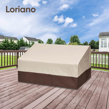 loriano 2-Seater Patio Sofa Cover, 100% Waterproof for Outdoor Loveseat Covers, 600D Oxford Fabric Heavy Duty Lawn Patio Furniture Covers 60" W x 40" D x 33" H