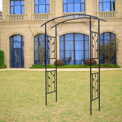 Steel Garden Arch, 6'10" High x 4'11" Wide, Garden Arbor for Various Climbing Plant, Outdoor Garden Lawn Backyard