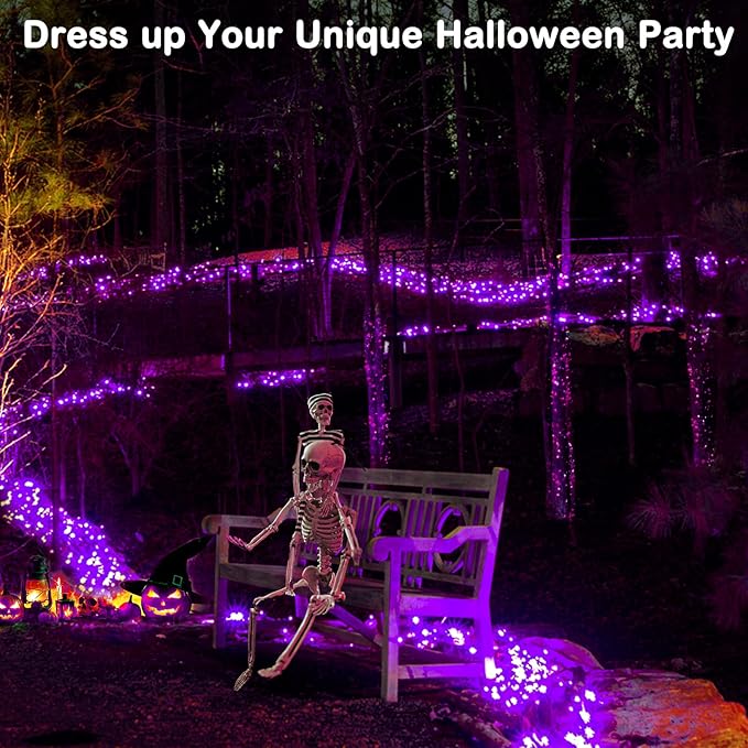 BlcTec Halloween Lights 300 LED 108FT Halloween String Lights with 8 Modes, UL Certified, Connectable, Waterproof, Timer for Outdoor Indoor Yard, Porch, Trees, Haunted House Decorations, Purple