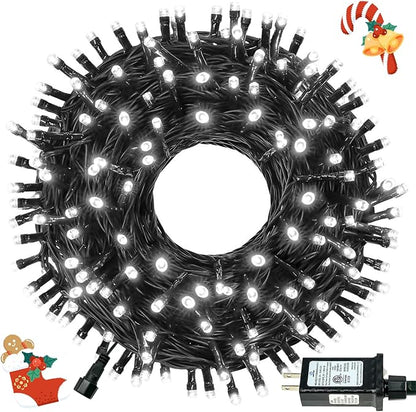 Connectable 100LED 42Ft 13Modes Christmas String Lights Indoor Outdoor | Extendable Green Wire Cool White Christmas Tree Lights with Timer | Twinkle Fairy Light Plug in for Xmas Tree(Cool White)