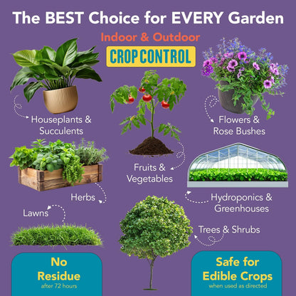 Trifecta Crop Control Insecticidal Soap for Plants | All Natural Fungicide for Plants | Spider Mite Killer Indoor Plants, Food Safe Commercial Grade Pesticide, Herbicide, Spider Mites Spray for Plants