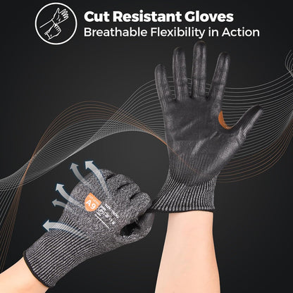 Donfri 3 Pairs A9 Cut Resistant Work Gloves for Men - Steel + HPPE Hybrid Safety Gloves for Men, ANSI Cut Level 9 Protection Flexible for Metal Glass Wood Construction Fishing
