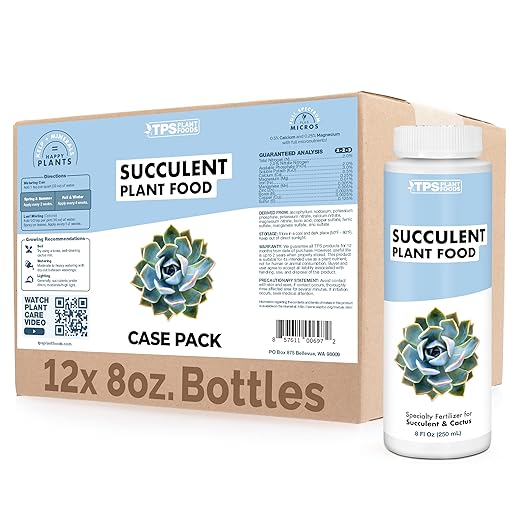 Succulent Plant Food for Succulents, Cactus, Jade and Aloe, Liquid Houseplant Fertilizer, 8 Oz Bottles Case Pack - 12 Count