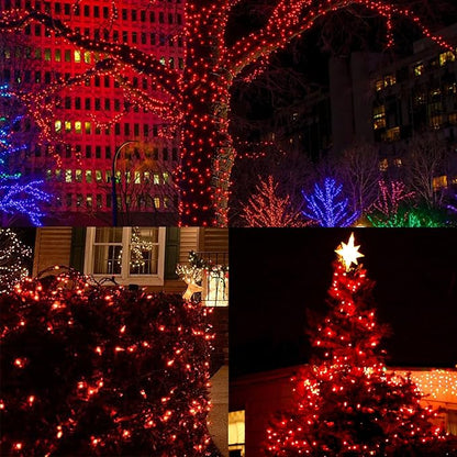 LJLNION 3 Sets Christmas Lights, 150 Count 33 FT Each Mini String Lights, Green Wire Fairy Lights, 120V UL Certified Connectable Xmas Tree Light for Holiday Winter Patio Party Outdoor Decoration, Red