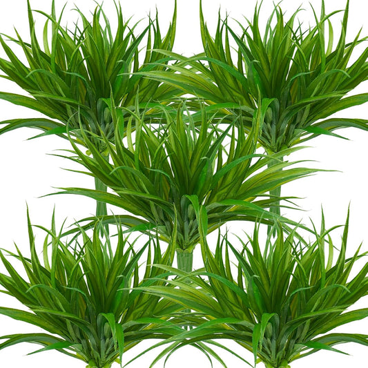 32 Pcs Artificial Grass Fake Plants 17.3in Outdoor Plants UV Resistant Faux Greenery Stems Fake Grass for Home Window Garden Office Patio Pathway Front Porch Halloween Décor Green