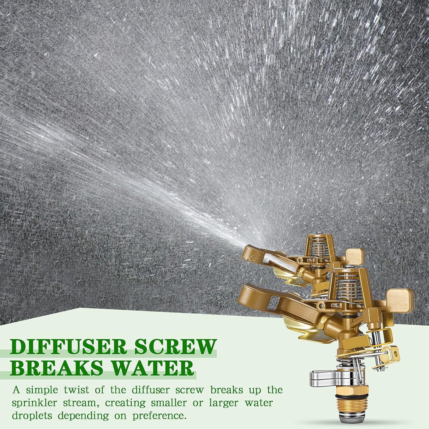 Ferraycle 50 Pieces 1/2 Inch Brass Impact Sprinkler Head with Nozzles Heavy Duty Adjustable 0-360 Degrees Impulse Sprinkler Head Lawn Watering for Yard Irrigation