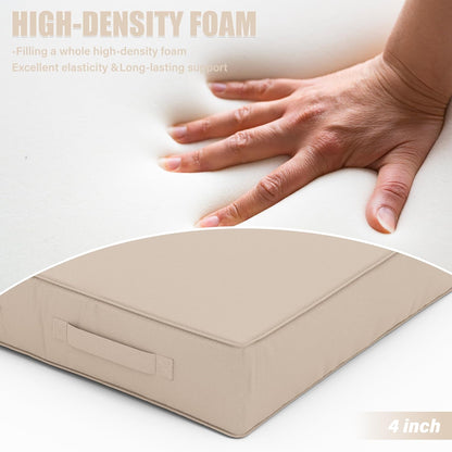 Patio Chair Cushions 19 X 19 X 4 Inch Waterproof Outdoor Seat Cushions for Patio Furniture, Outdoor Sofa Couch Pads with Ties & Handle, Set of 2, Sand