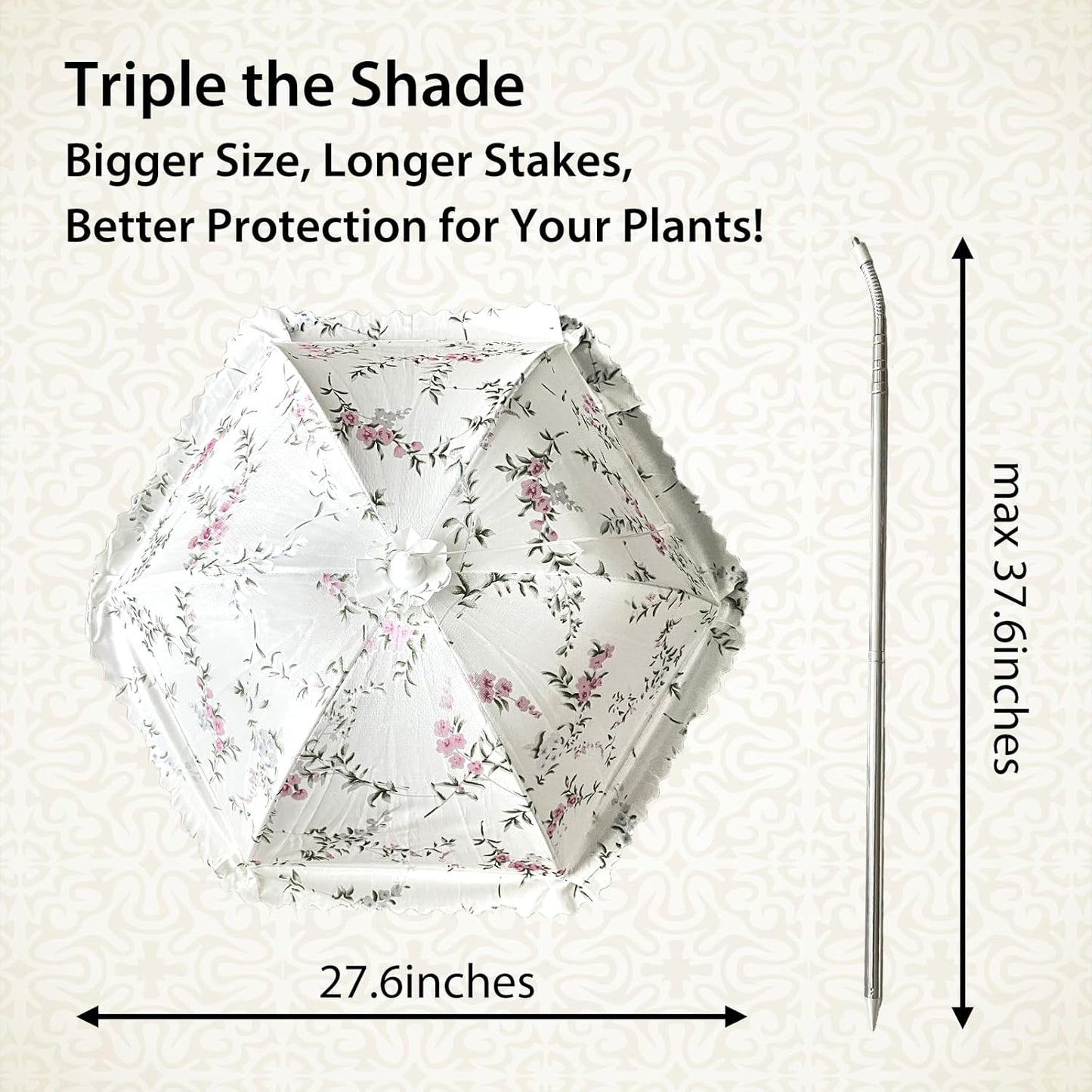 TIMSO Adjustable 3 Pack Plant Shade Umbrella for Outdoor Garden - Sun Protection Cloth & Umbrella for Plants, Potted Plants, and Garden Beds