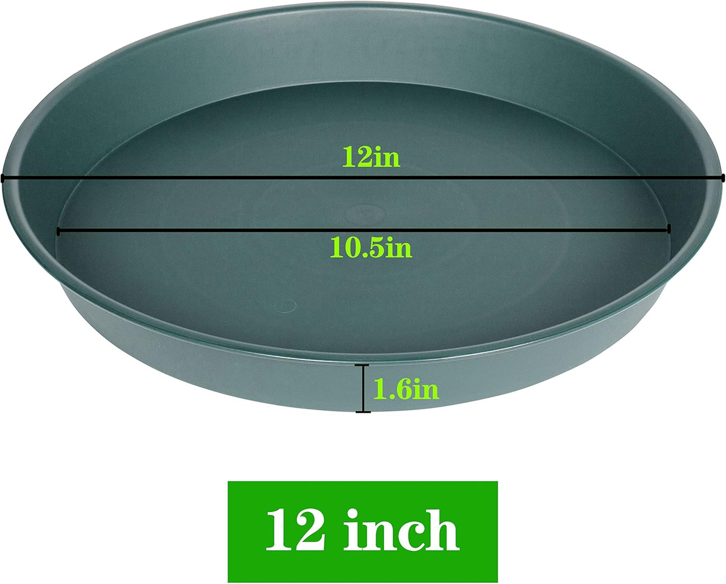 2 Pack of Bird Bath Bowl 12", 1.6" Depth, 10 12 inch Birdbath Bowls Dish Only for The Garden, Large Plant Saucer (12", Green)