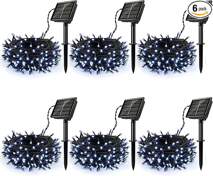 [6 Pack] Solar Christmas Lights Outdoor, 236 FT 600 LED Solar Twinkle Light Outdoor with 8 Modes & Memory Function, Waterproof Chrismas Lights for Xmas Tree Party Decorations
