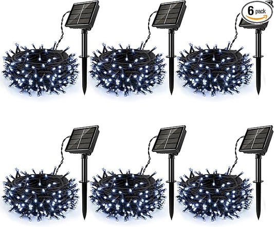 [6 Pack] Solar Christmas Lights Outdoor, 236 FT 600 LED Solar Twinkle Light Outdoor with 8 Modes & Memory Function, Waterproof Chrismas Lights for Xmas Tree Party Decorations