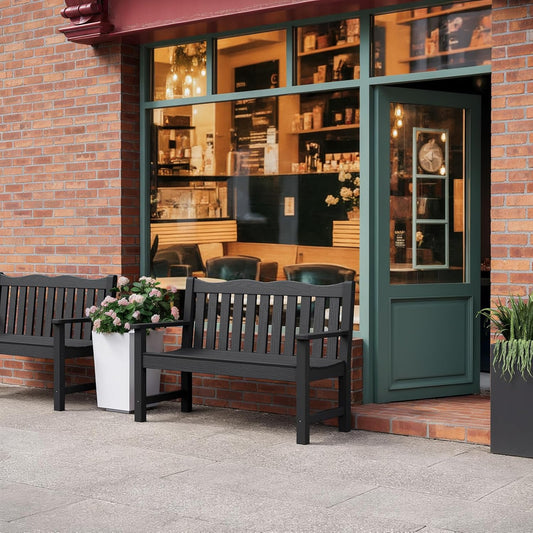 Stoog Weatherproof Outdoor Bench & Outdoor Chairs Set, Patio Furniture Set, Include 2 Garden Chairs and 1 Garden Bench, for Porch, Backyard, Lawn, Patio and Deck, Black