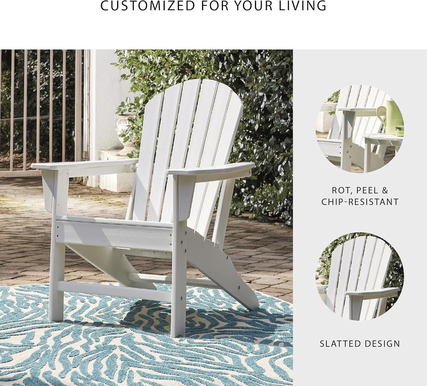 Signature Design by Ashley Sundown Treasure Outdoor Patio HDPE Weather Resistant Adirondack Chair, White