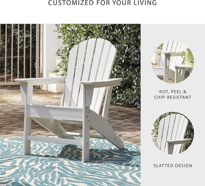 Signature Design by Ashley Sundown Treasure Outdoor Patio HDPE Weather Resistant Adirondack Chair, White