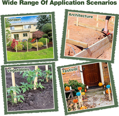 48 Pieces Wooden Garden Stakes 18 x 0.75 Inch Grade and Survey Stakes Wooden Garden and Sign Posts for Plant Support Silt Fence Yard Farm Survey Boundaries Baselines