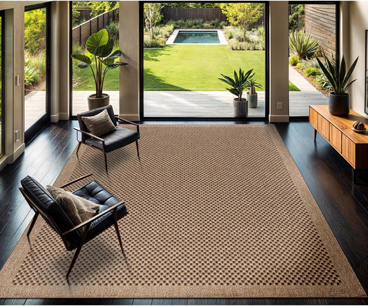 CAMILSON Easy Jute Rug 8x10, Indoor Outdoor Natural Color Fiber Area Rugs for Living Room Patio and Kitchen Rug, Sisal Boho Woven Design, Easy-Cleaning, Washable Outside Carpet Alfombras (8 x 10)