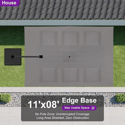 PURPLE LEAF 11.5' X 8' Left-right Tilting Outdoor Patio Umbrella Swivel Offset Cantilever Heavy Duty Rectangle Aluminum Umbrella with UV Resistant for Deck Pool Patio Backyard, Ash Mocha