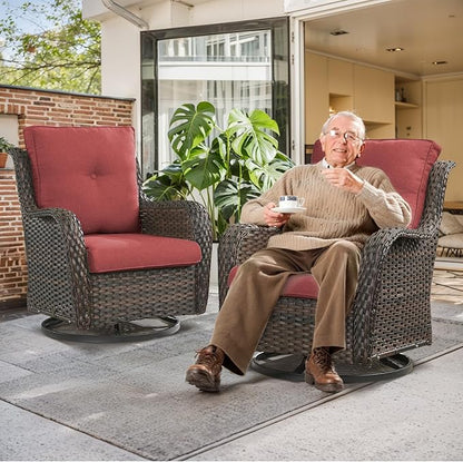 Patio Chair Cushions 5 Packs - Outside 22x24 High Back Water-Resistant Cushion with Zipper Cover for Outdoor Glider Rocking Chairs Loveseat 3-seat Couch Sofa – Red/Buckle