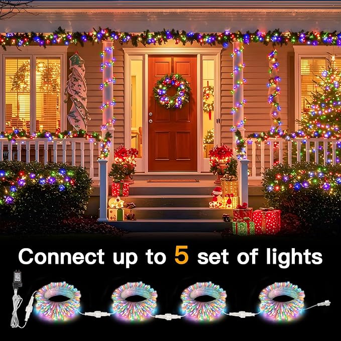 suddus Connectable Christmas Lights with Remote, Multicolor String Lights with Timer, 66ft 200 Led Fairy Lights Plug in for Xmas Tree, Bedroom, Yard, Garden, Party, Indoor, Outdoor Decorations