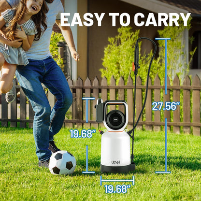 Litheli 20V Cordless Garden Sprayer, 1.3 Gallon/4.75L Pump Sprayer, Intelligent Pump Pressure Control, 2 Spray Modes for Spraying Plants, Garden Watering, with 2.0Ah Battery Included