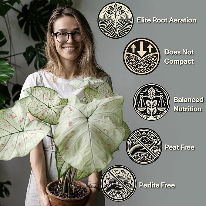 Craft Aroid Potting Mix- Elite Organic Alocasia, Philodendron, Monstera Soil Mix, Chunky, Well Draining Potting Soil for Indoor Plants, All Tropical Plants & Houseplants, Perlite & Peat Free 2QT