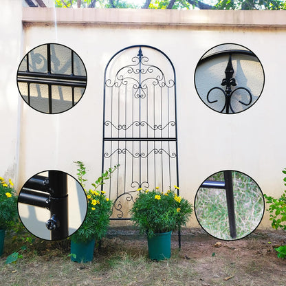 Trellis for Climbing Plants 70.8" H x 25.6" W Metal Wrought Iron Outdoor Wall Panel for Vines Flowers Elegant Accent Decorative Garden Structure