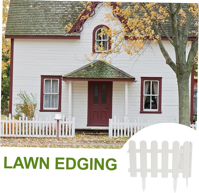 2pcs White Garden Decorative Fence with Ground Plugs Weather-Resistant Courtyard Picket Fence for Kindergarten Christmas Tree Decoration Outdoor Landscape Border