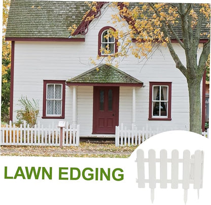 2pcs White Garden Decorative Fence with Ground Plugs Weather-Resistant Courtyard Picket Fence for Kindergarten Christmas Tree Decoration Outdoor Landscape Border