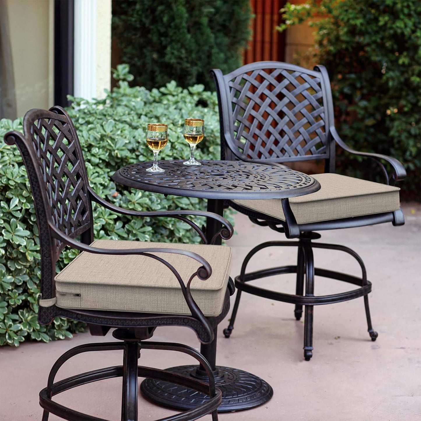 LVTXIII Patio Chair Cushions 19"x19"x3", Water-Repellent Outdoor Seat Cushions for Patio Furniture, Square Chair Pads with Ties for Home Garden Decoration, Set of 2, Light Grey