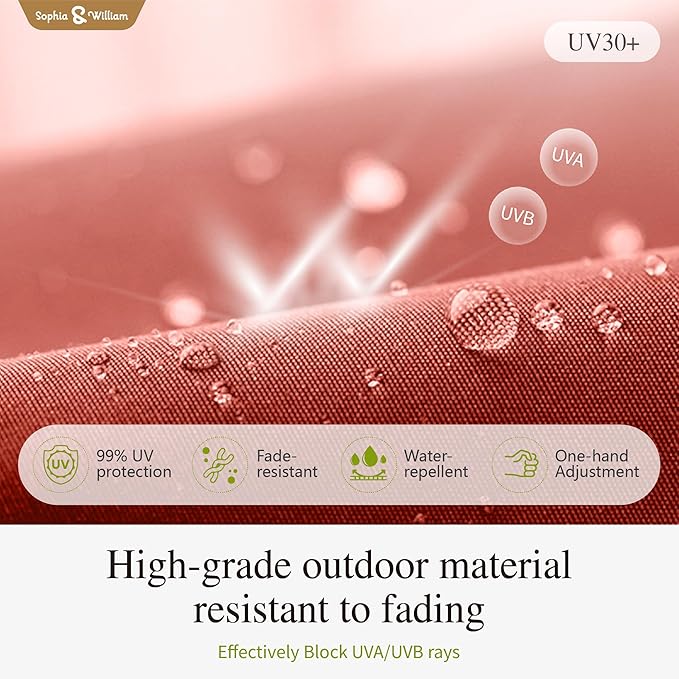 Sophia & William 12ft Cantilever Patio Umbrella with Base, Large Rectangular Umbrellas with 360-degree Rotation, Aluminum Pole for Garden Pool Backyard, Red