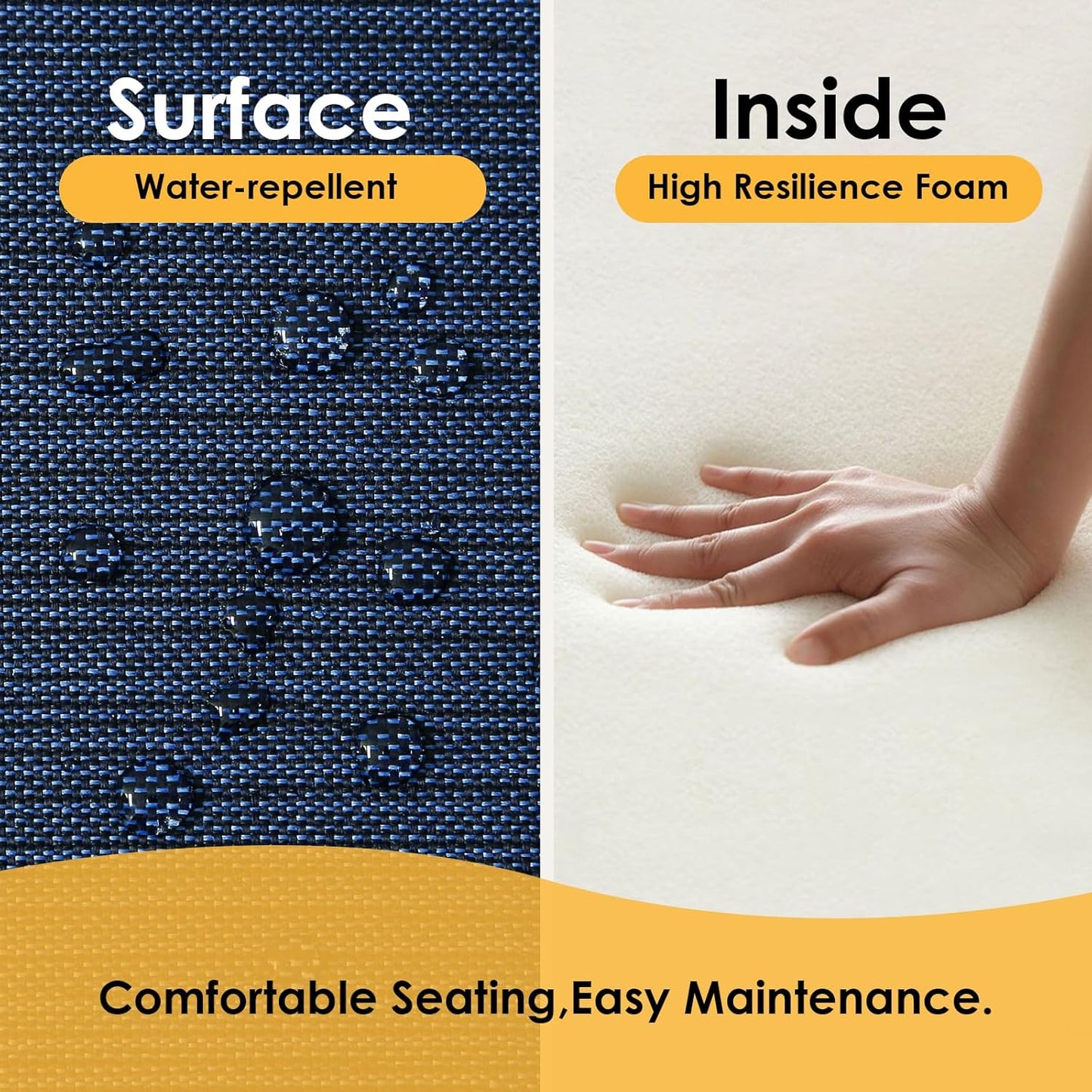 Outdoor Square Corner Seat Cushion, 18.5"x16"x3", Set of 4, Non Slip Seat Cushion Pads with Removable Cover for Patio Furniture, Garden Yard Lawn, Navy